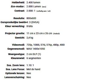 Beamer InFocus X16 Texas Instruments - Afbeelding 5
