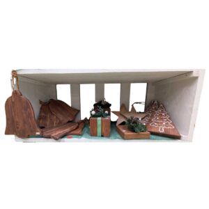 Partij 7 Handgemaakte houten Kerstdecoraties voor Markt en Handel