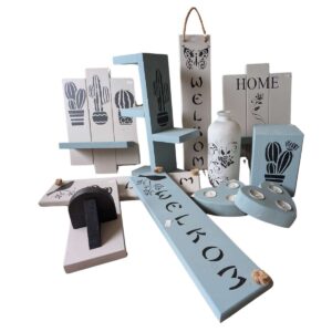 Partij diverse Houten Decoraties voor Markt en Handel 3a