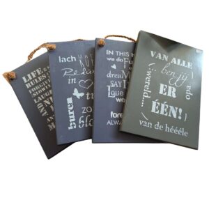 Partij Houten Tekstborden voor Markt en Handel