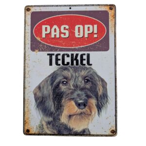 Plenty Gifts Waakbord blik Teckel 15x21cm.