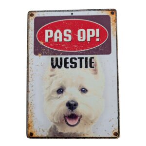 Plenty Gifts Waakbord blik Westie 15x21cm.